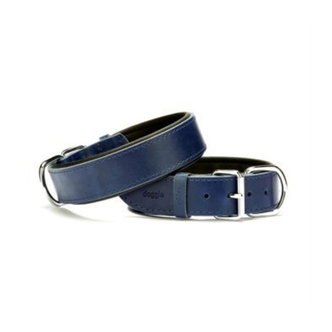 Doggie Konforlu Gerçek Deriden El Yapımı Royal Mavi Köpek Boyun Tasması 4x57-65cm