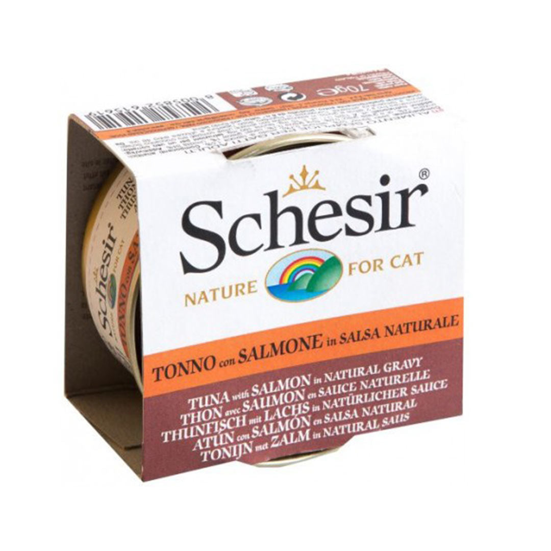 Schesir Ton Balıklı ve Somonlu Yetişkin Kedi Konservesi 70 gr