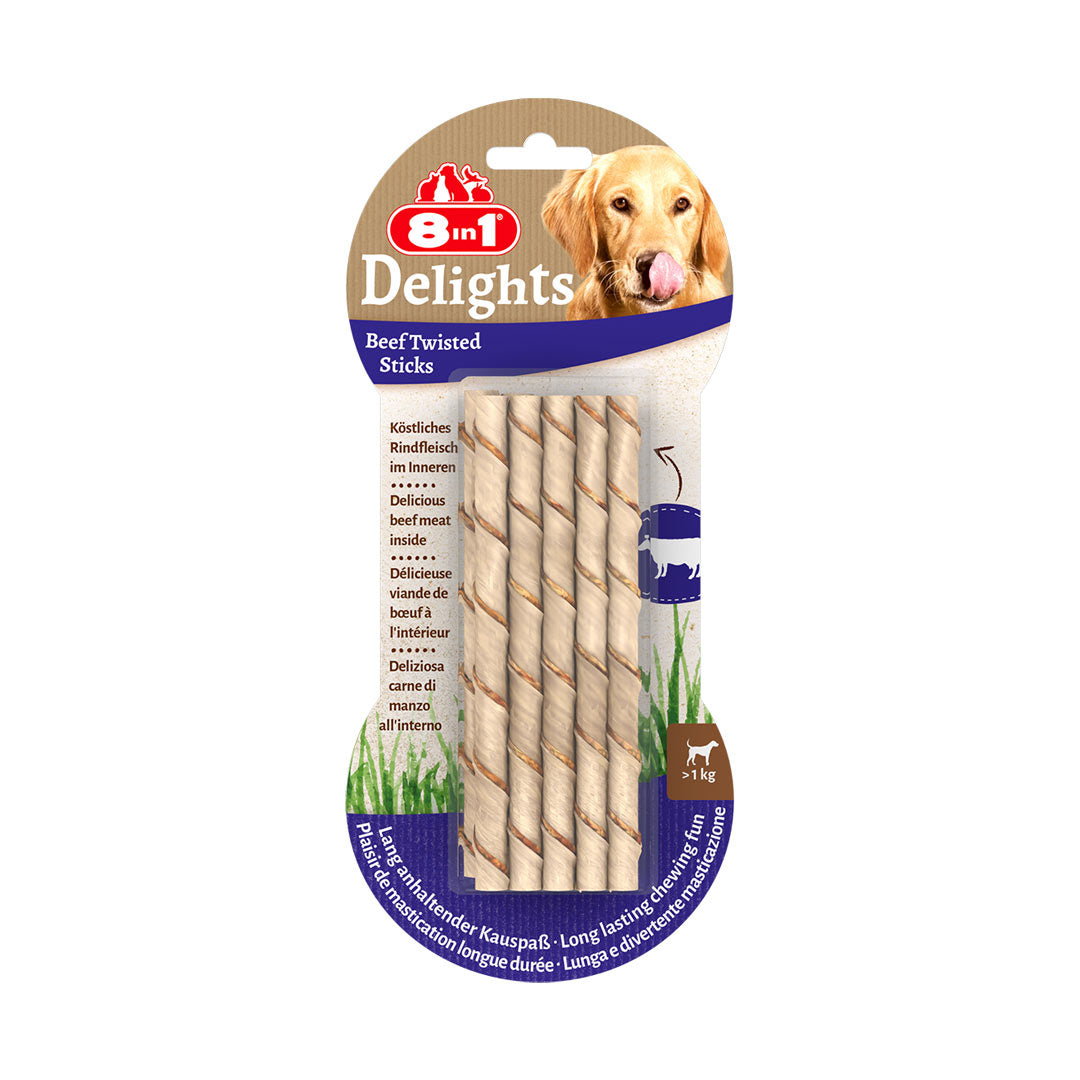 8 in 1 Delights Biftekli Köpek Ağız Sağlığı için Burgu Kemik (10'lu) 55gr
