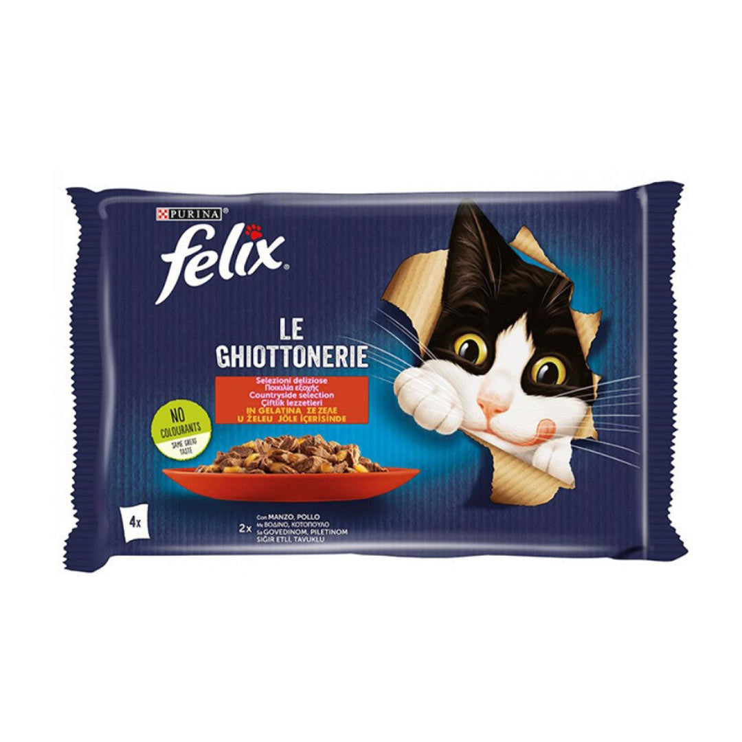 Felix Multipack Adult Wet Cat Food with Beef and Chicken 4x85gr