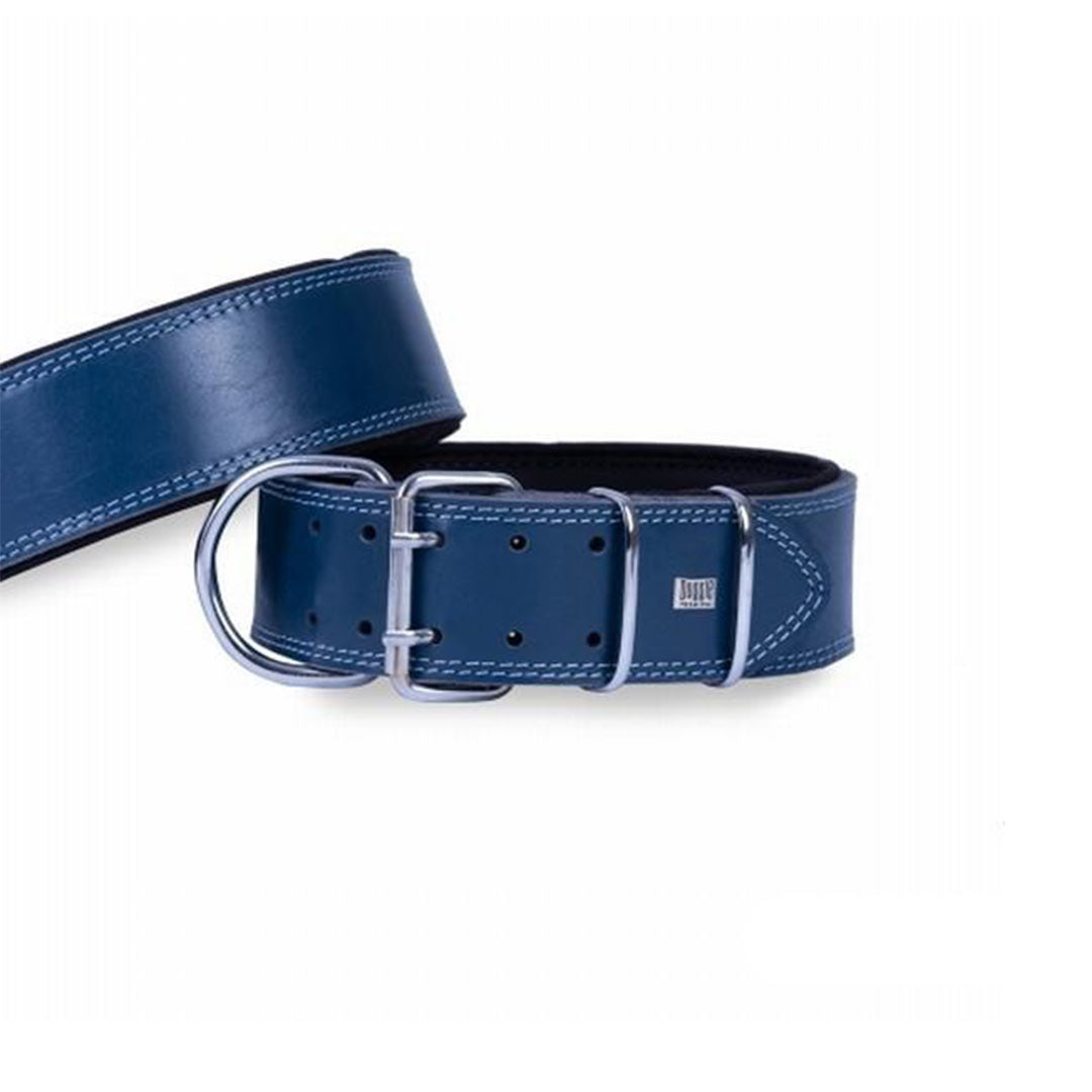 Doggie Double Layer Leather Royal Blue Dog Collar 6x55-65 Cm