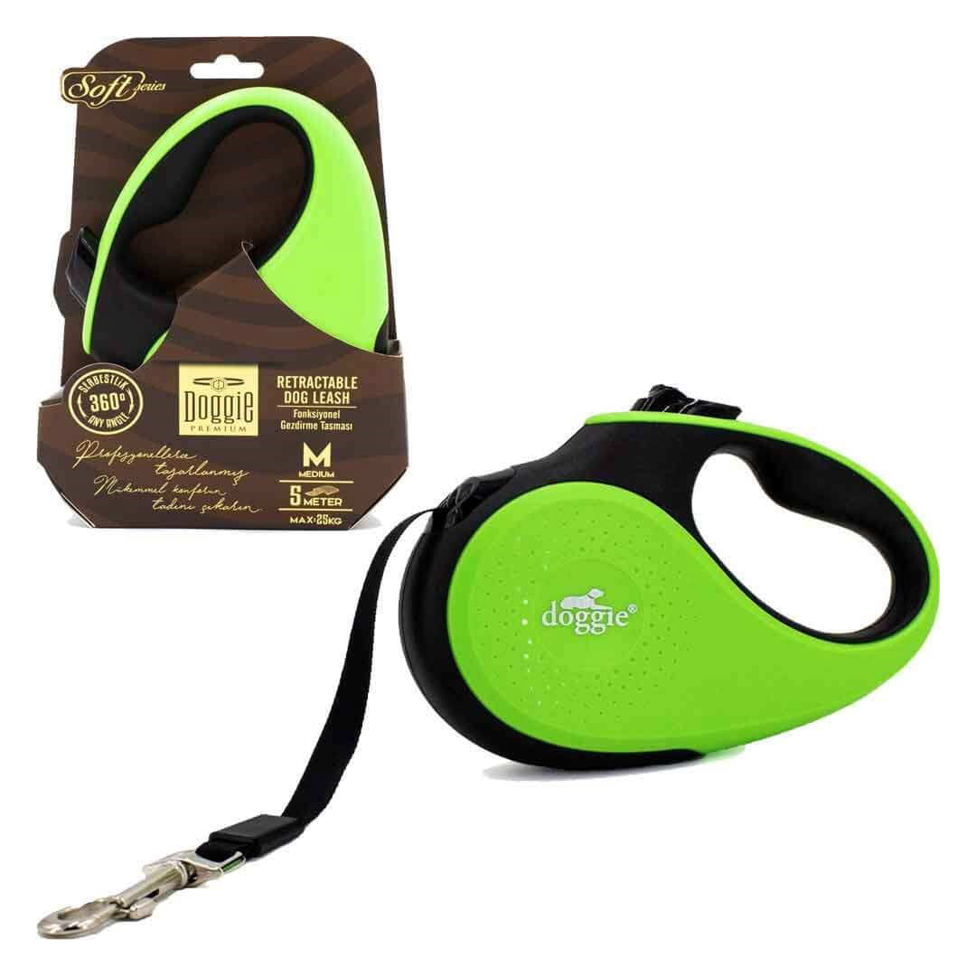 Doggie Soft Series Automatic Green Dog Walking Leash M 25kg 5mt