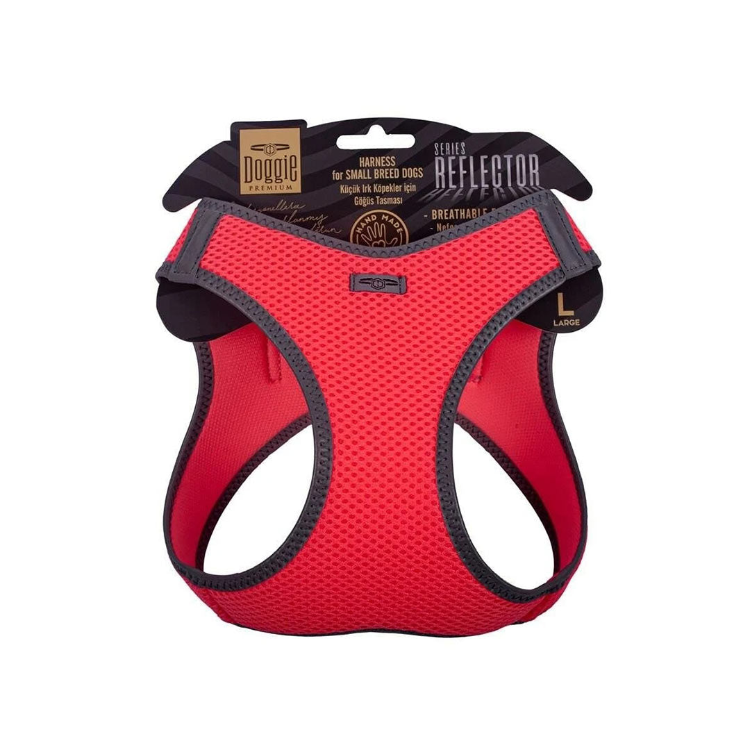 Doggie Havalı Dokuma Reflektör Pembe Küçük Irk Köpek Göğüs Tasması Large 42-48 Cm