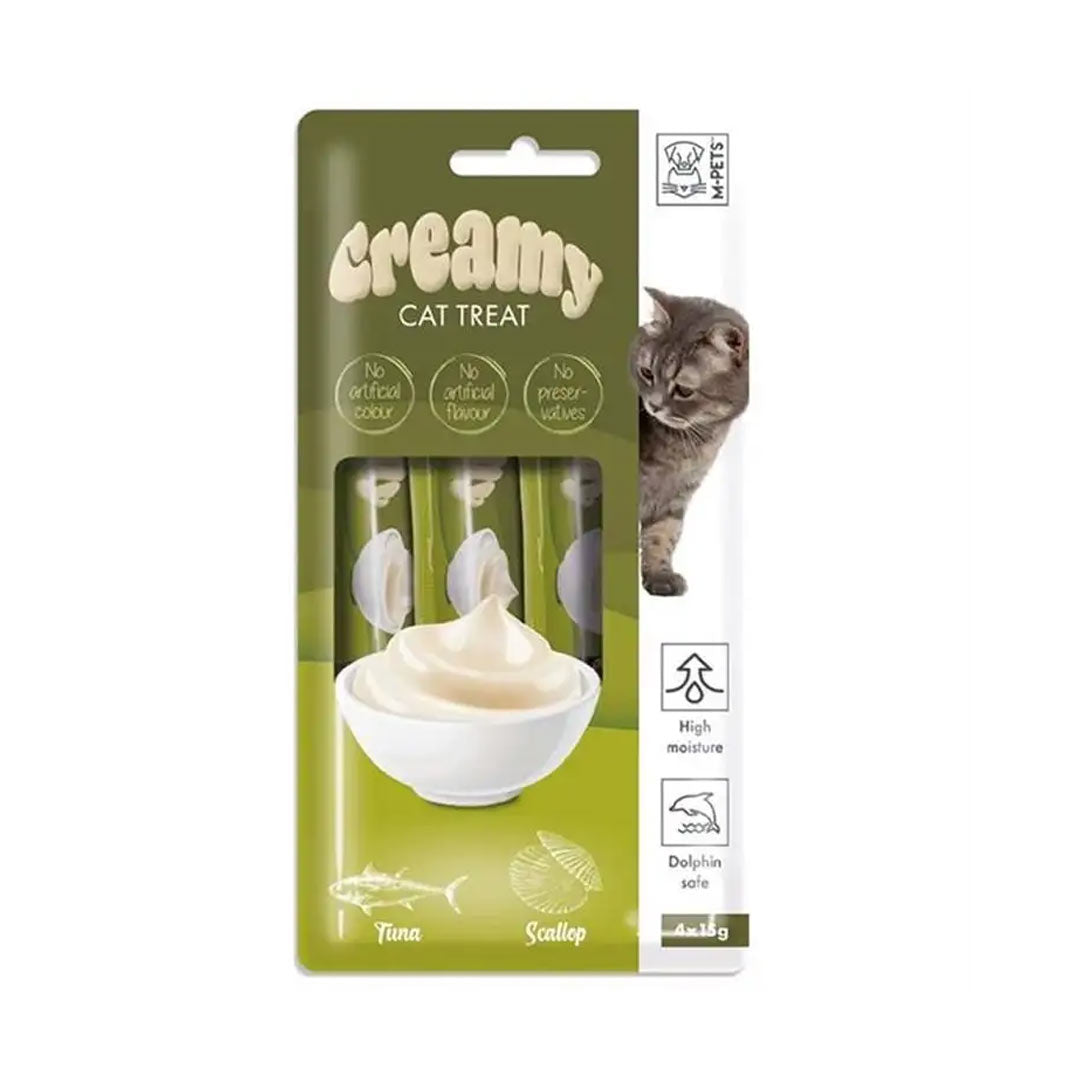 M-PETS Ton Balıklı ve Taraklı Kediler İçin Kremalı Ödül 4x15g