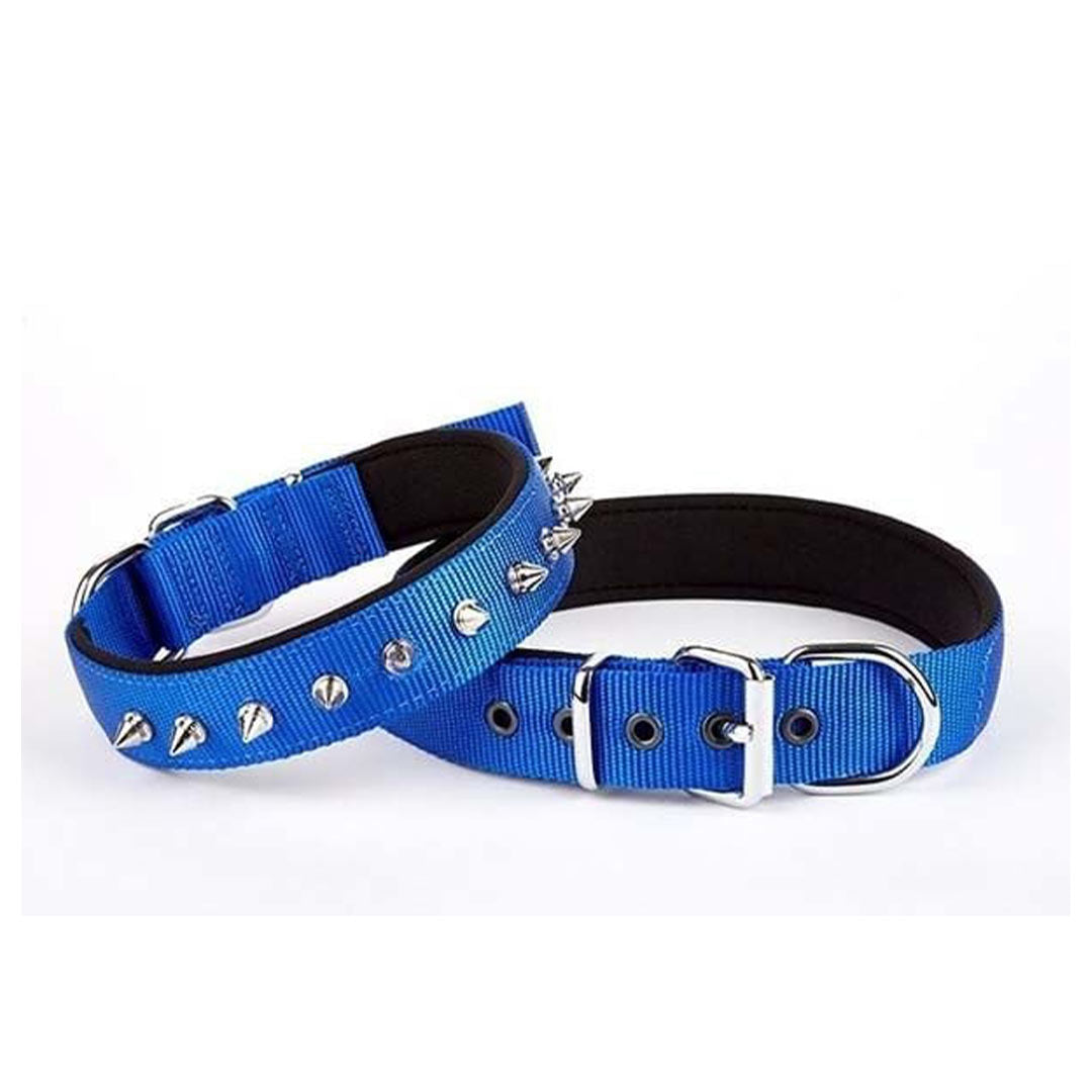 Doggie Comfort Woven Studded Blue Dog Collar Large 2.5x42-50 Cm