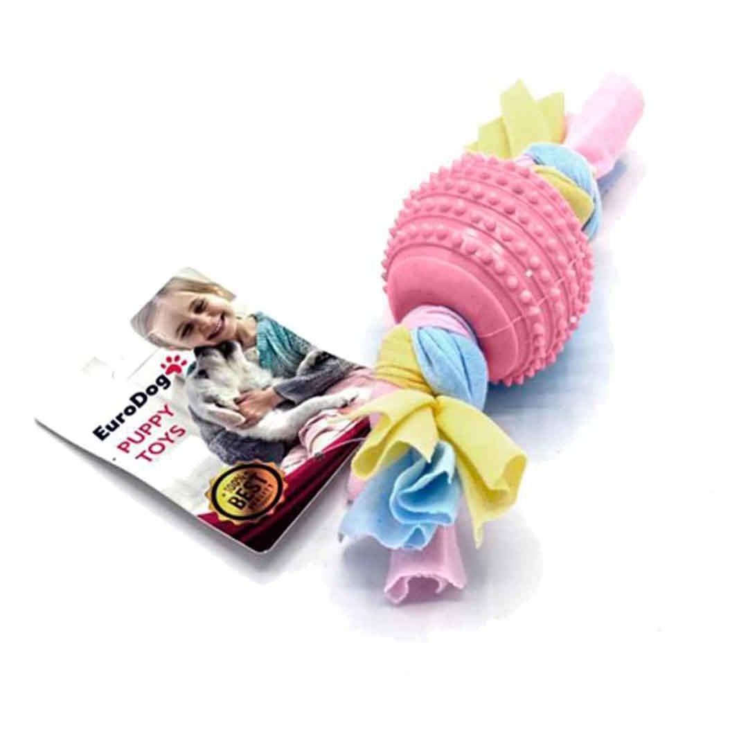 يورو دوج بابي تويز، كرة وردية مسننة، لعبة تسنين للكلاب، مقاس 17 سم