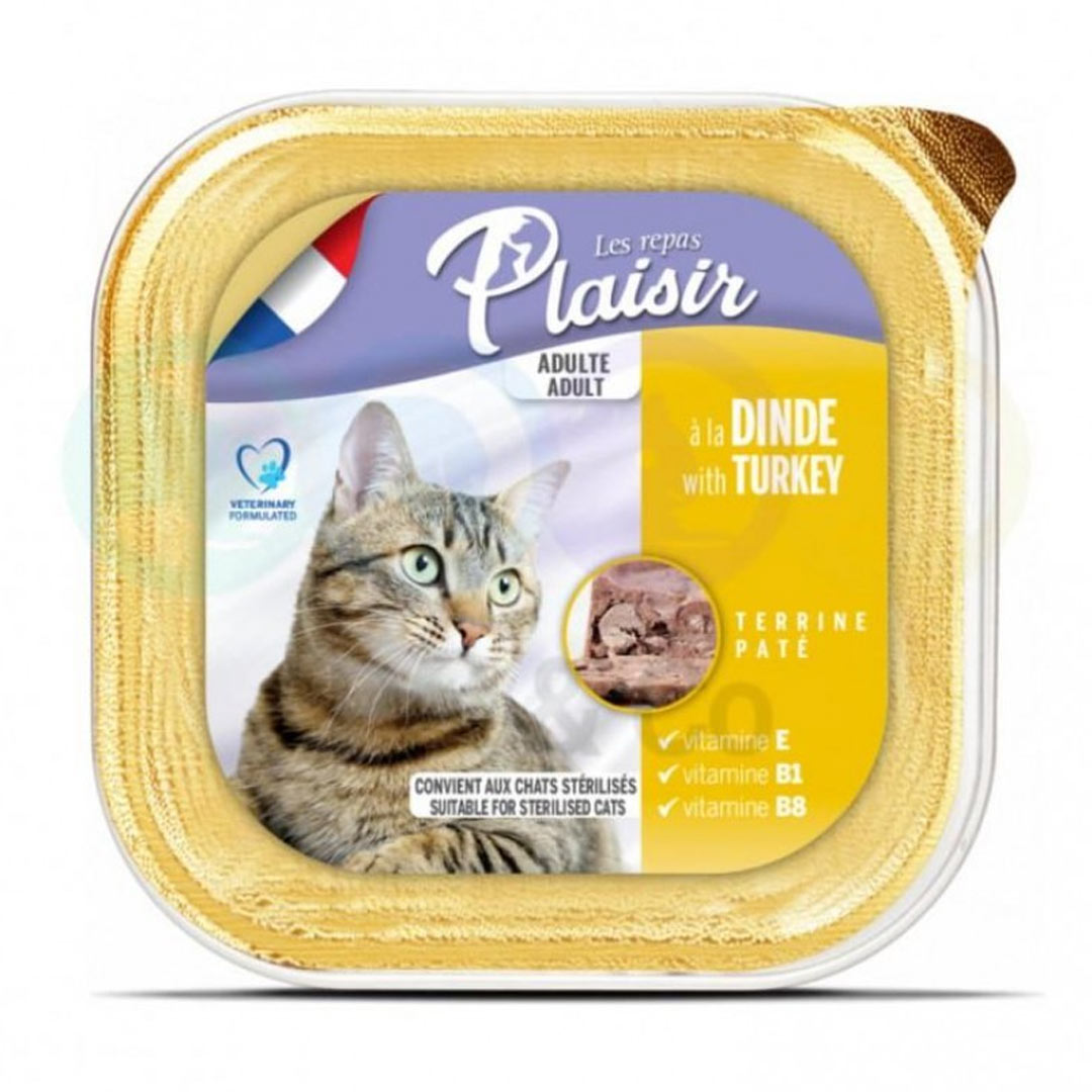 Plaisir Sterilized Pate with Turkey Adult Cat Canned Food 100 gr