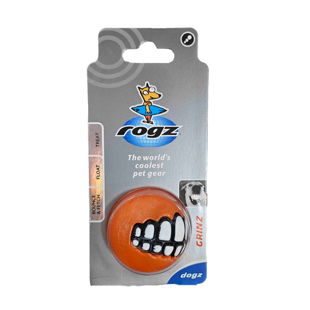 Rogz Toyz Grinz Orange Dog Toy with Reward Compartment