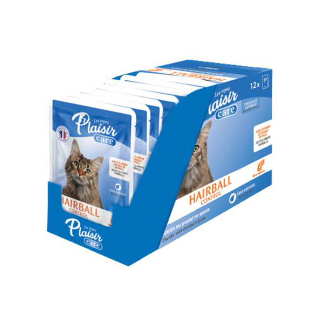 Plaisir Care Hairball Control Tavuklu Soslu Parçalar Kısırlaştırılmış Yetişkin Kedi Yaş Maması 85 gr 12'lı