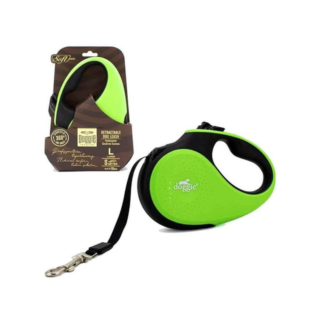 Doggie Soft Serisi Otomatik Yeşil Köpek Uzatma Tasması L, 50kg, 5mt