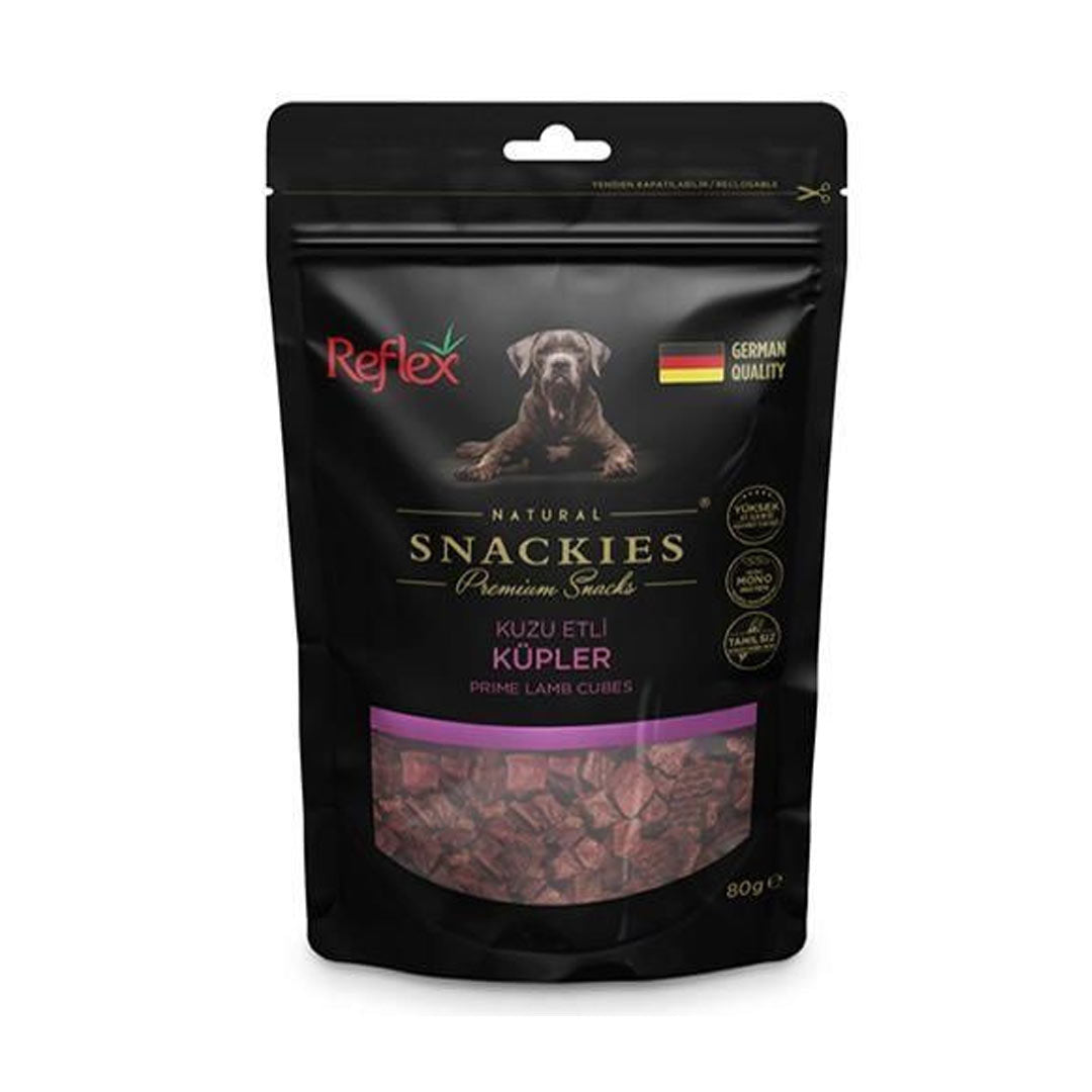 Reflex Snackies Natural Kuzu Etli Küp Tahılsız Köpek Ödülü 80gr