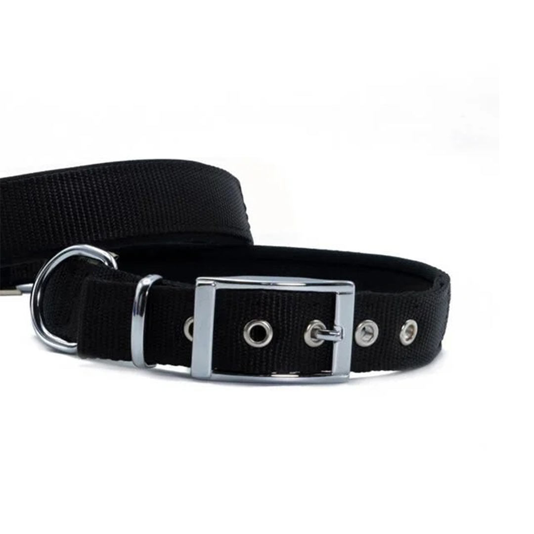 Doggie Elite Woven Black Dog Collar Large 2.5x42-50cm