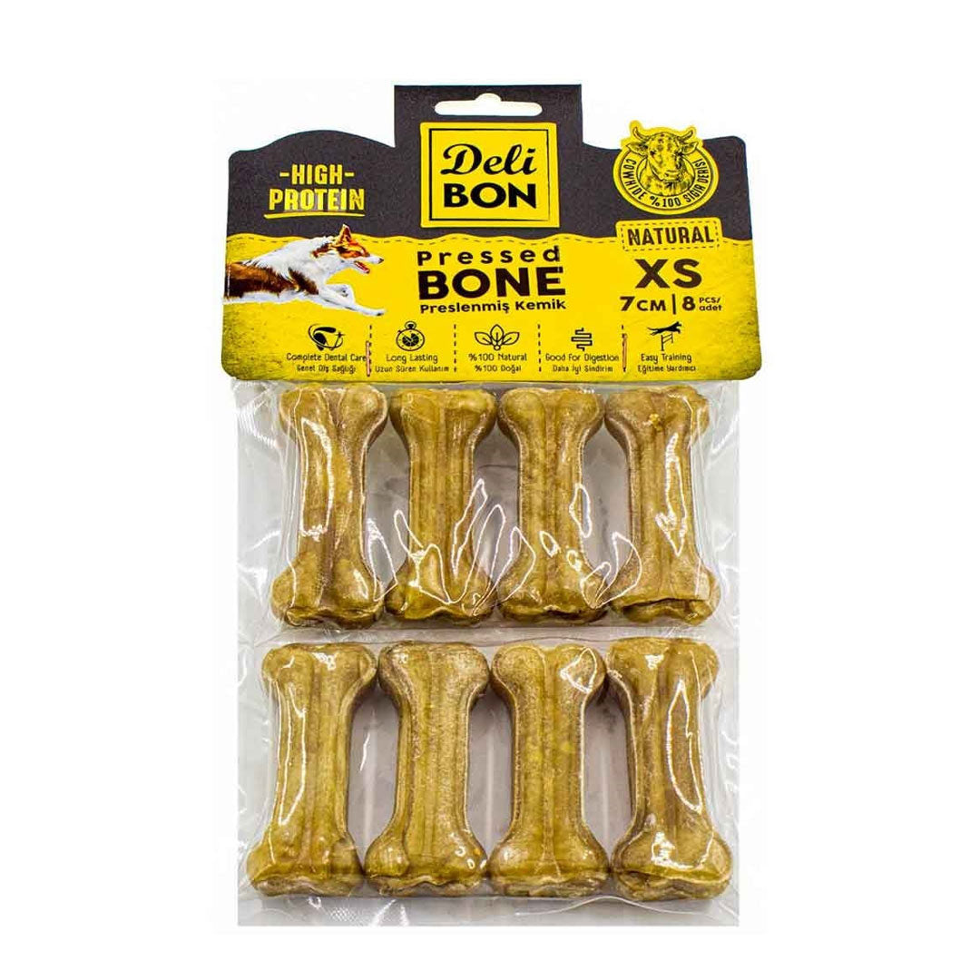Delibon Naturel Deri Press Köpek Ödül Kemik 7Cm Xs 8Lİ