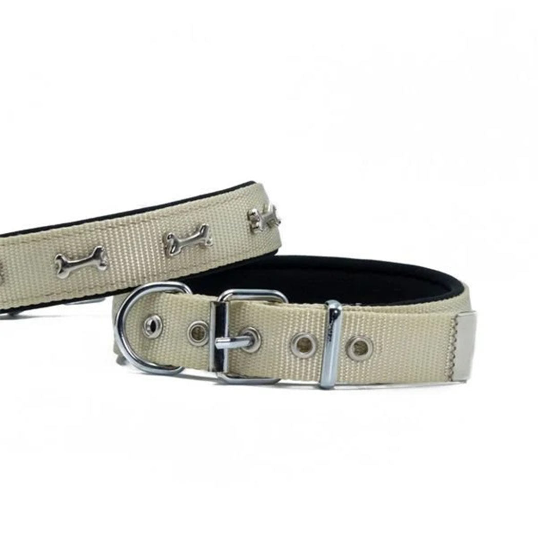 Doggie Comfort Woven Bone Khaki Dog Collar Large 2.5x42-50 Cm