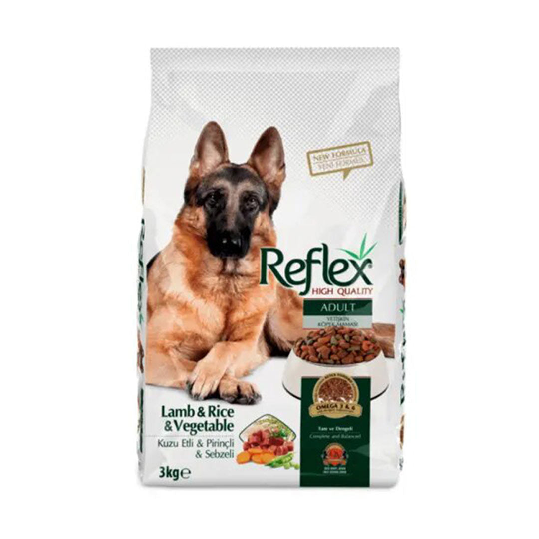 Reflex Kuzu Etli, Pirinçli ve Sebzeli Yetişkin Köpek Maması 3 Kg