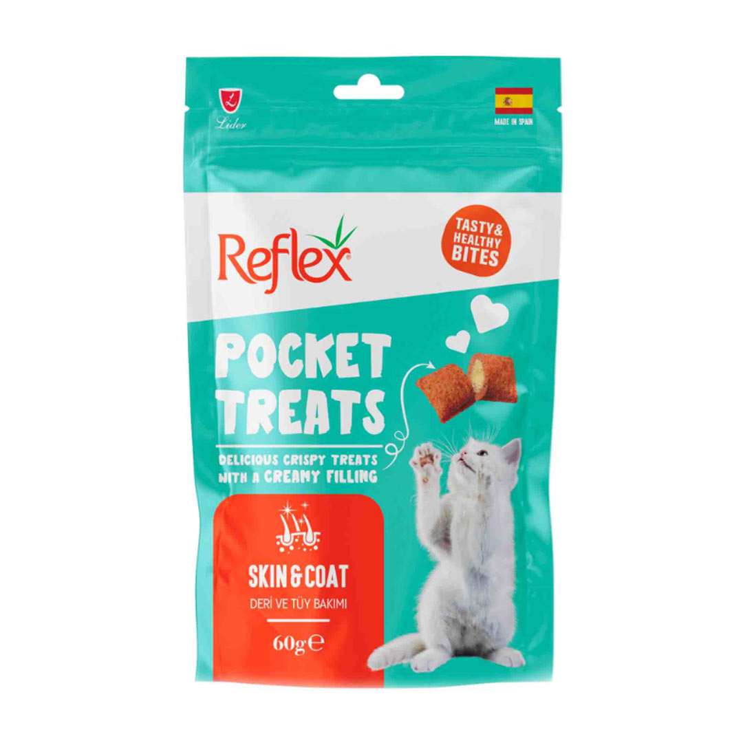 Reflex Pocket Deri ve Tüy Bakımı için Yetişkin Kedi Ödül Maması 60gr