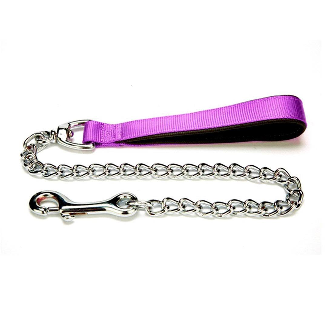 Doggie Konforlu Dokumadan El Yapımı Zincirli Mor Köpek Gezdirme Kayışı 4x110 Cm