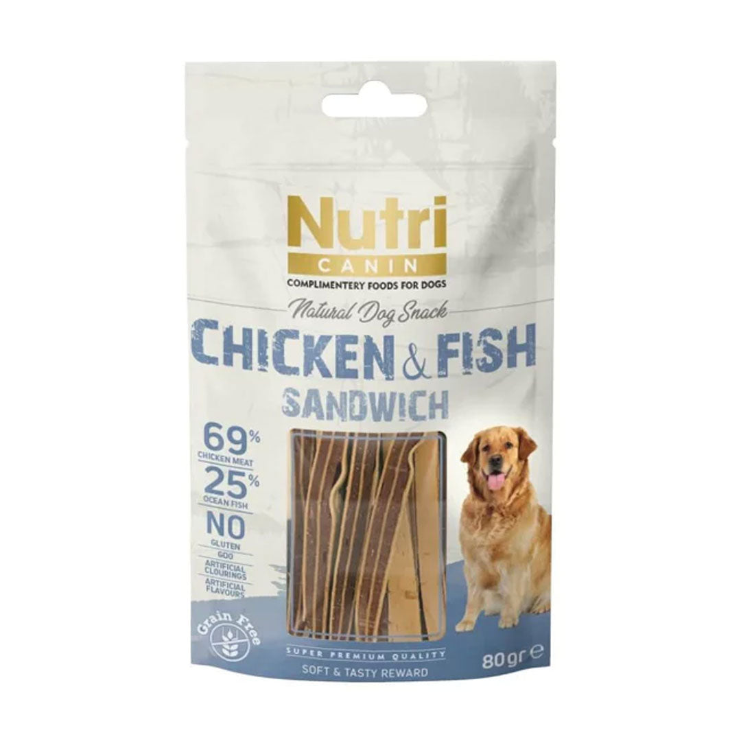 Nutri Canin Tahılsız Tavuklu ve Balıklı Köpek Ödül Maması 80gr