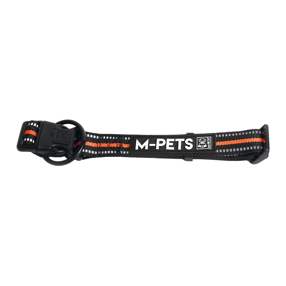 M-Pets Hiking Reflektörlü Siyah ve Turuncu Köpek Boyun Tasması S