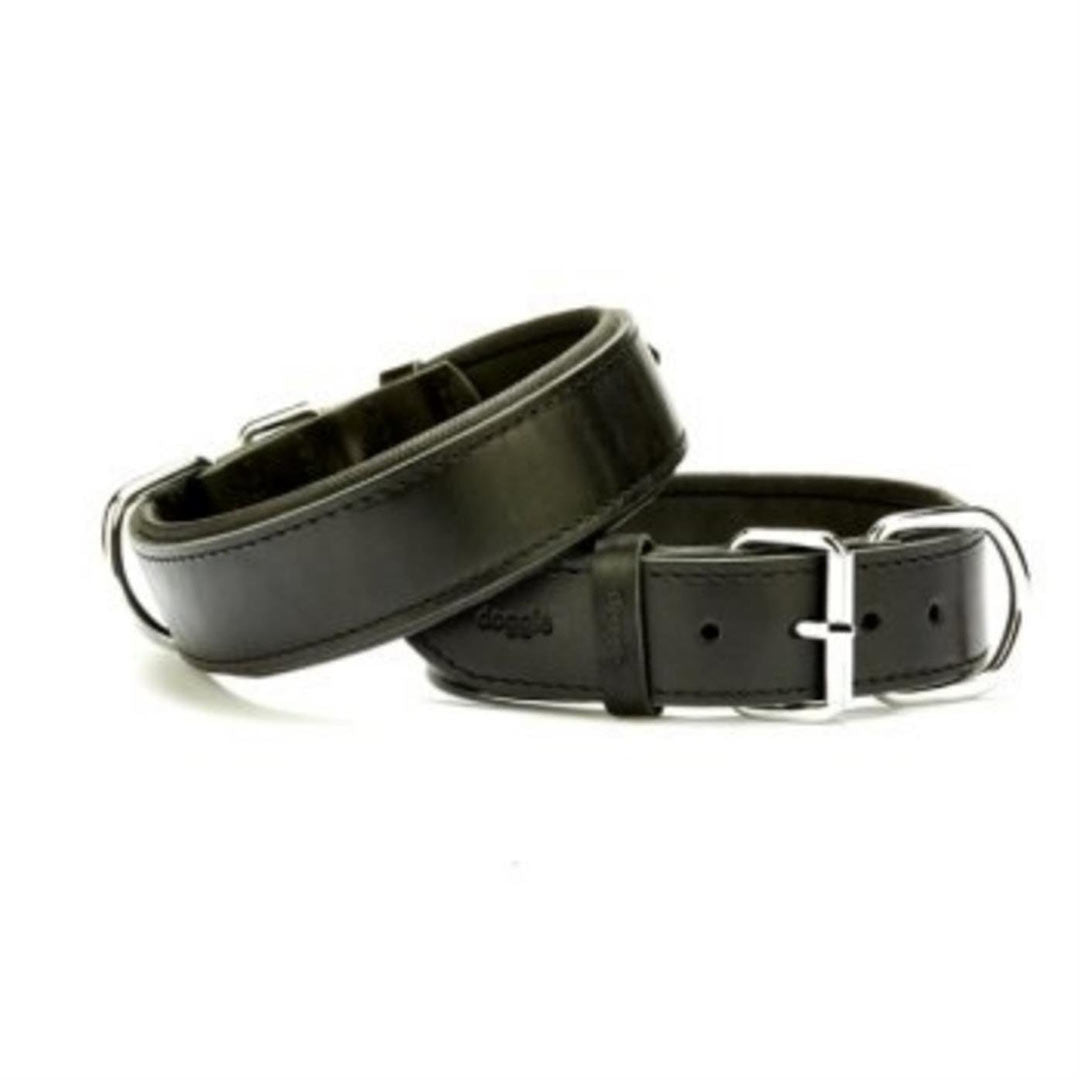 Doggie Konforlu Gerçek Deriden El Yapımı Siyah Köpek Boyun Tasması 4x57-65cm
