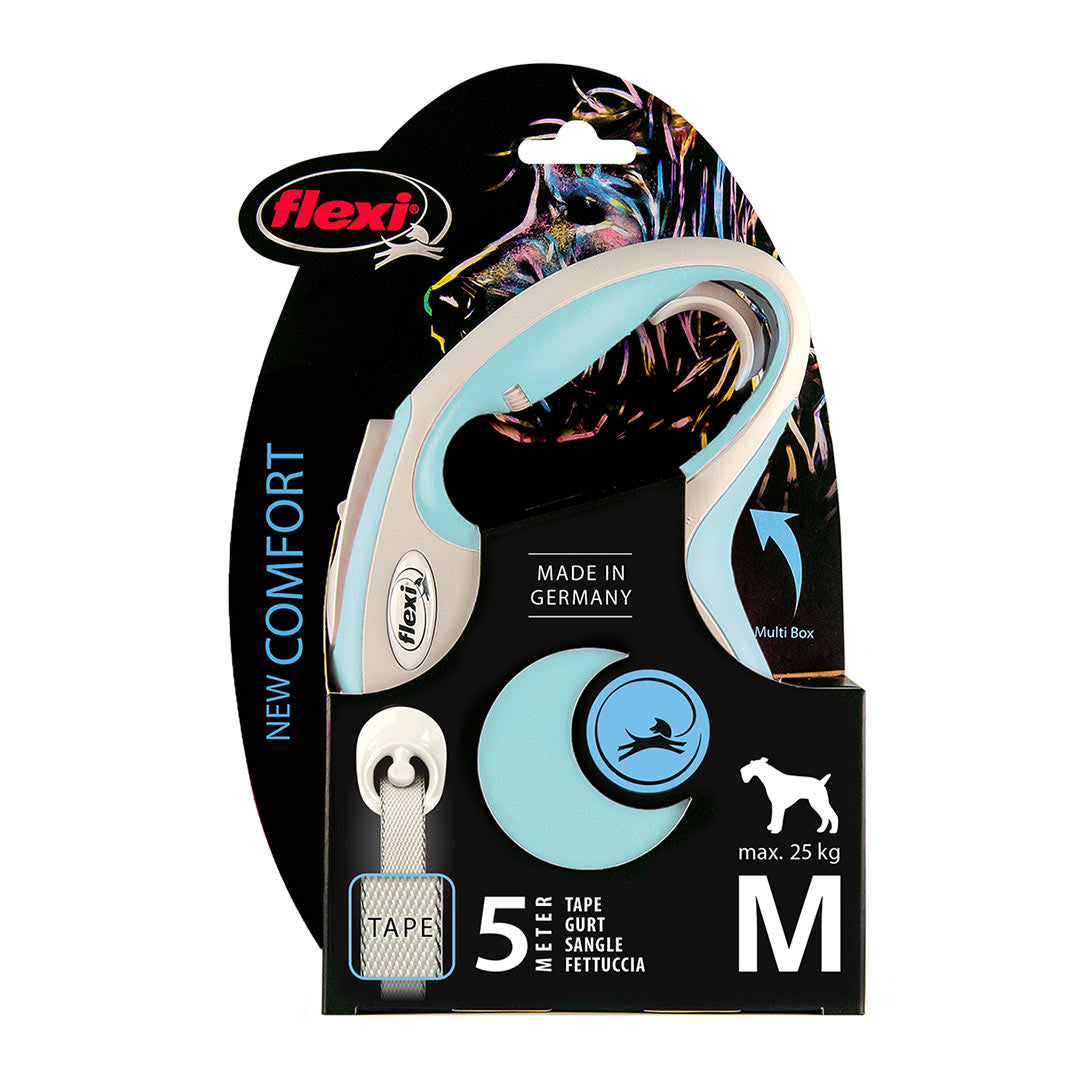 Flexi New Comfort Otomatik Şerit Açik Mavi Köpek Gezdirme Tasmasi M 5mt
