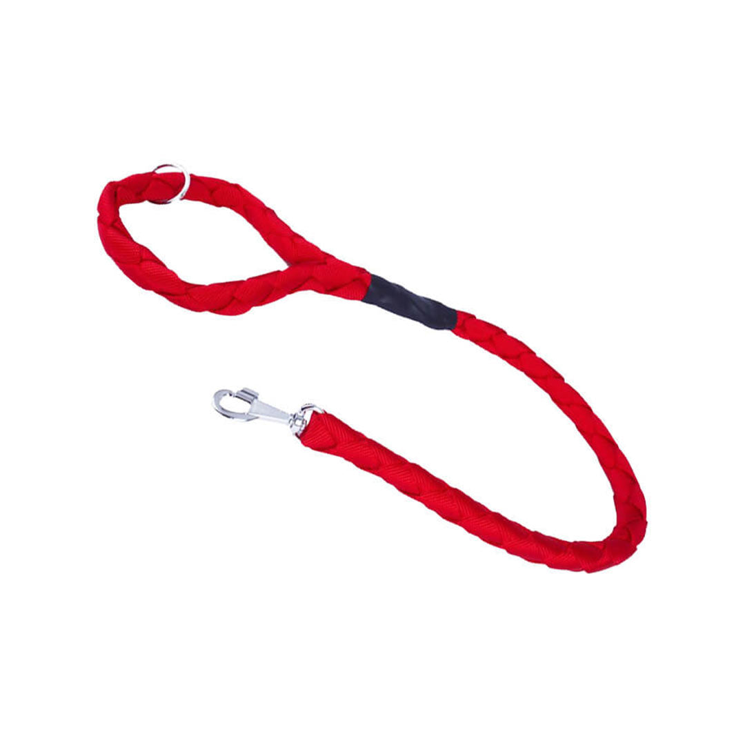 Doggie Dokumadan El Yapımı Örgülü Kirmizi Köpek Gezdirme Tasmasi M 3x100cm