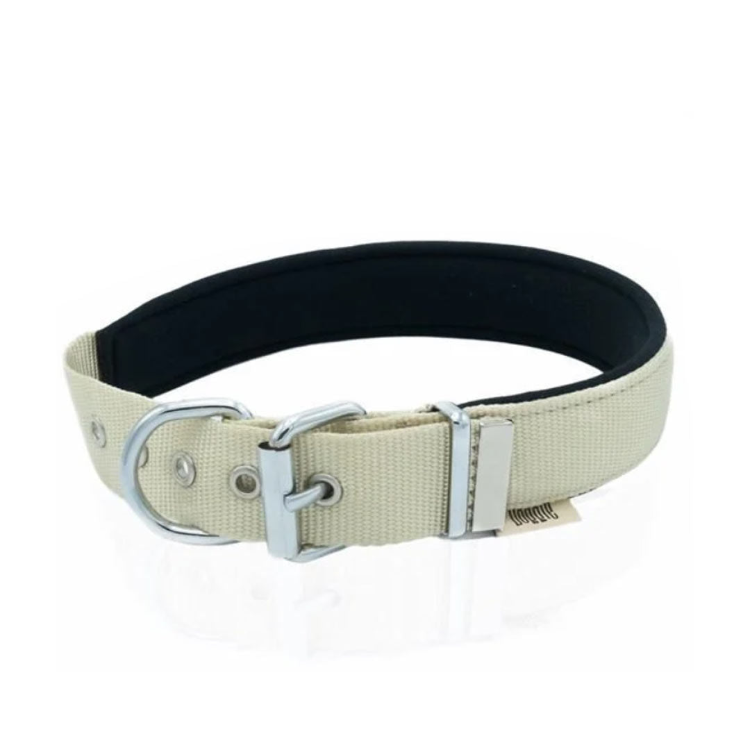 Doggie Comfort Woven Bone Patterned Khaki Dog Collar Medium 3x42-50 Cm