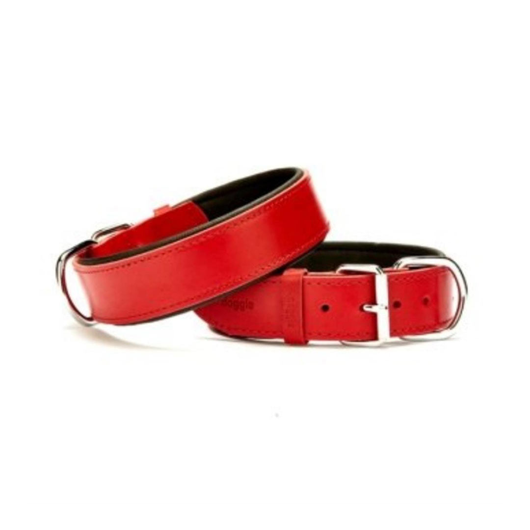Doggie Konforlu Gerçek Deriden El Yapımı Kirmizi Köpek Boyun Tasması 4x57-65cm