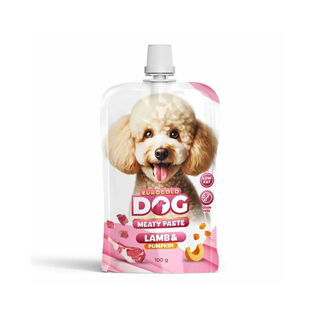 غذای سگ بزرگسال یوروگلد با خمیر گوشت، بره و کدو تنبل 100 گرم