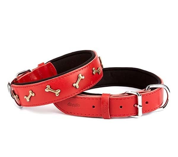 Doggie Comfortable Hand-Woven Studded Red Dog Collar 3x42-50cm
