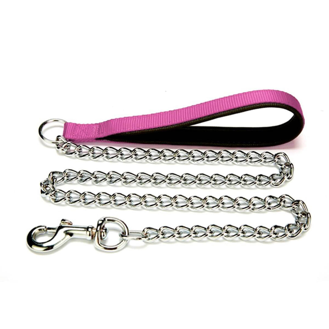 Doggie Comfort Woven Handmade Chain Pink Dog Walking Leash 2x110cm