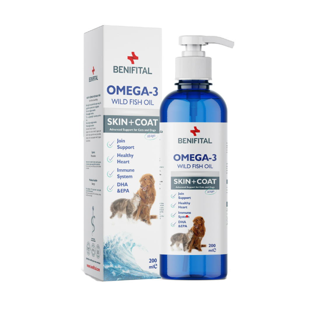 ست سلامت پوست و پر مفید سگ و گربه برای جلوگیری از ریزش مو روغن ماهی بنیتین (بیوتین و امگا 3-6) 200 گرم