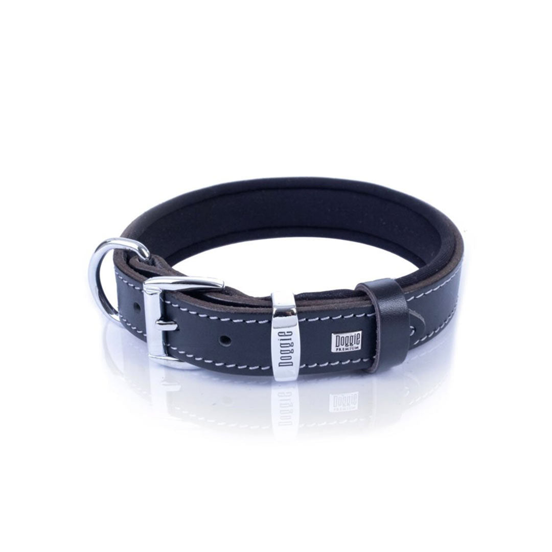 Handmade Real Leather Studded Black Dog Collar 4x57 cm