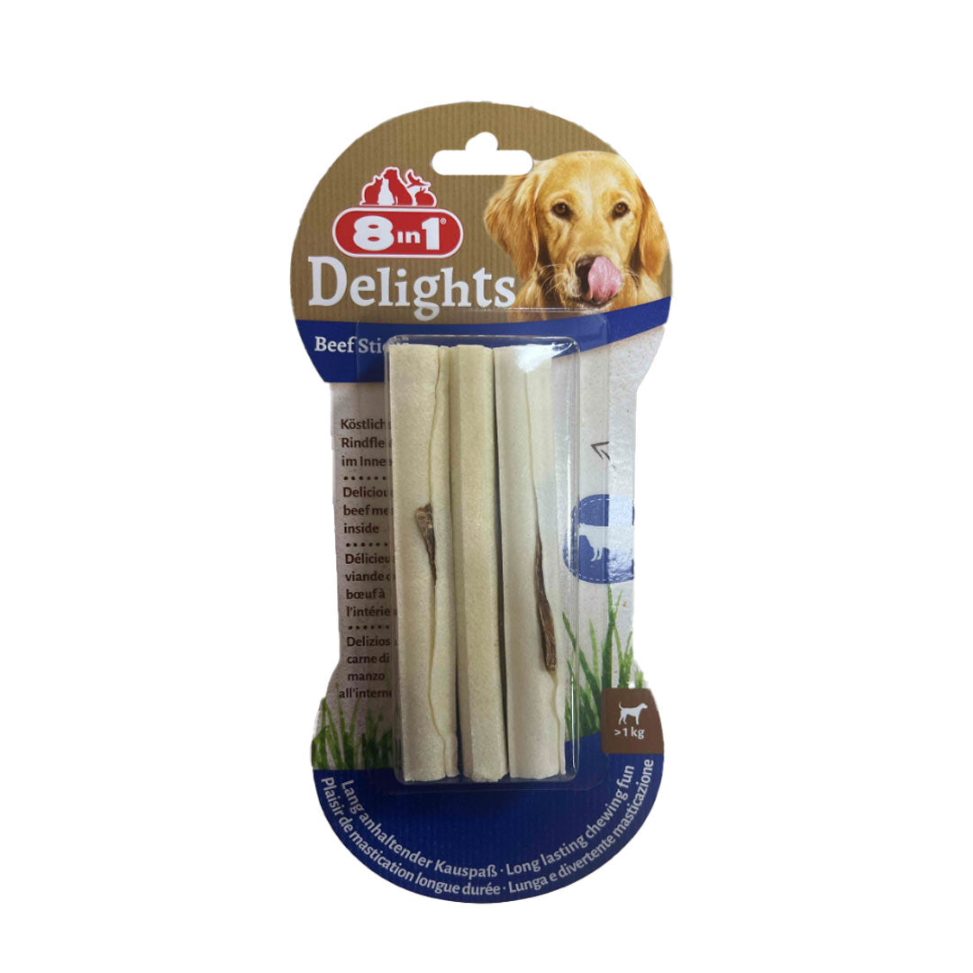 8 in 1 Delights Sticks Biftekli Çubuk Köpek Ödül Maması 3Lü 75gr