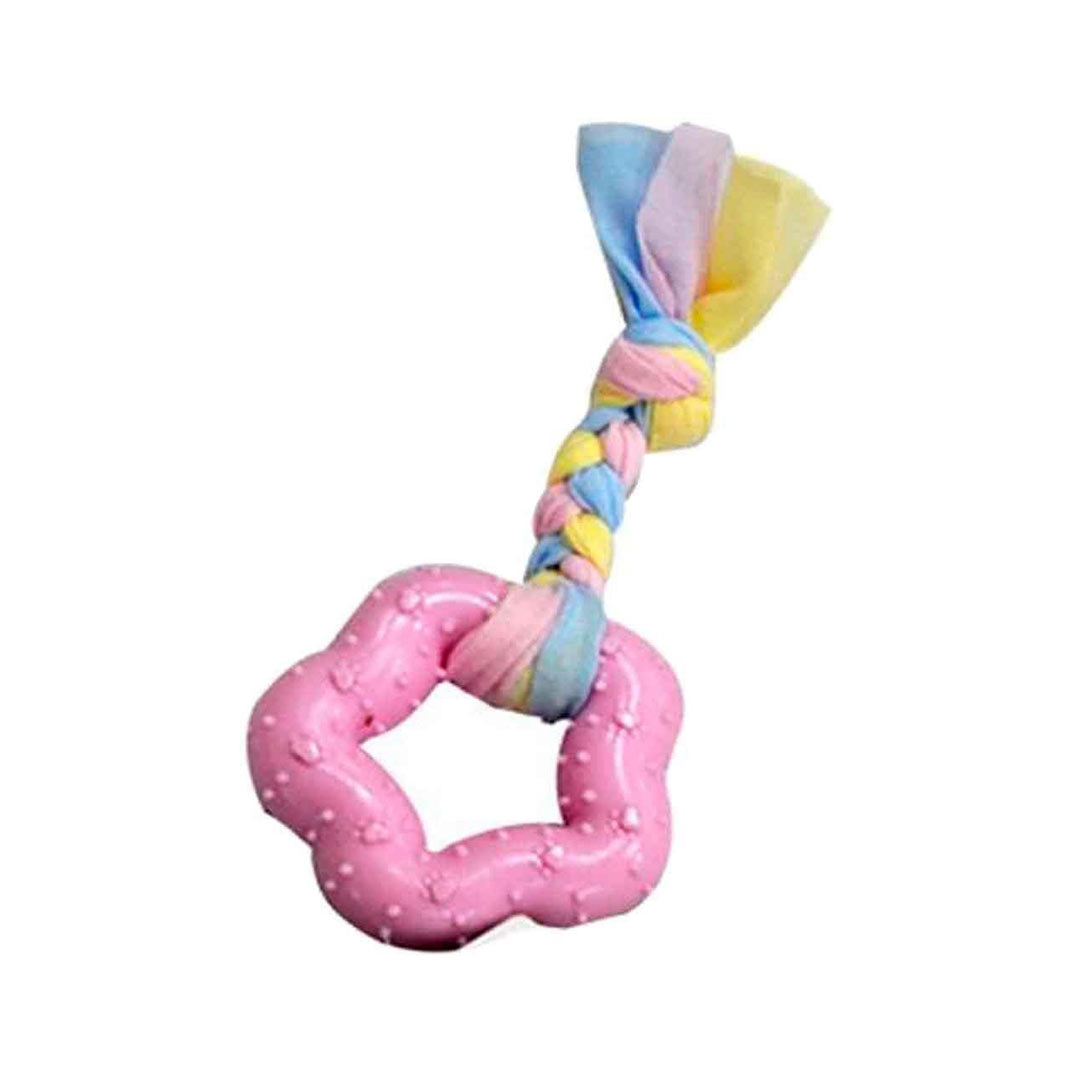 لعبة كلب وردي EuroDog للتسنين بشكل خماسي سميك 16 سم