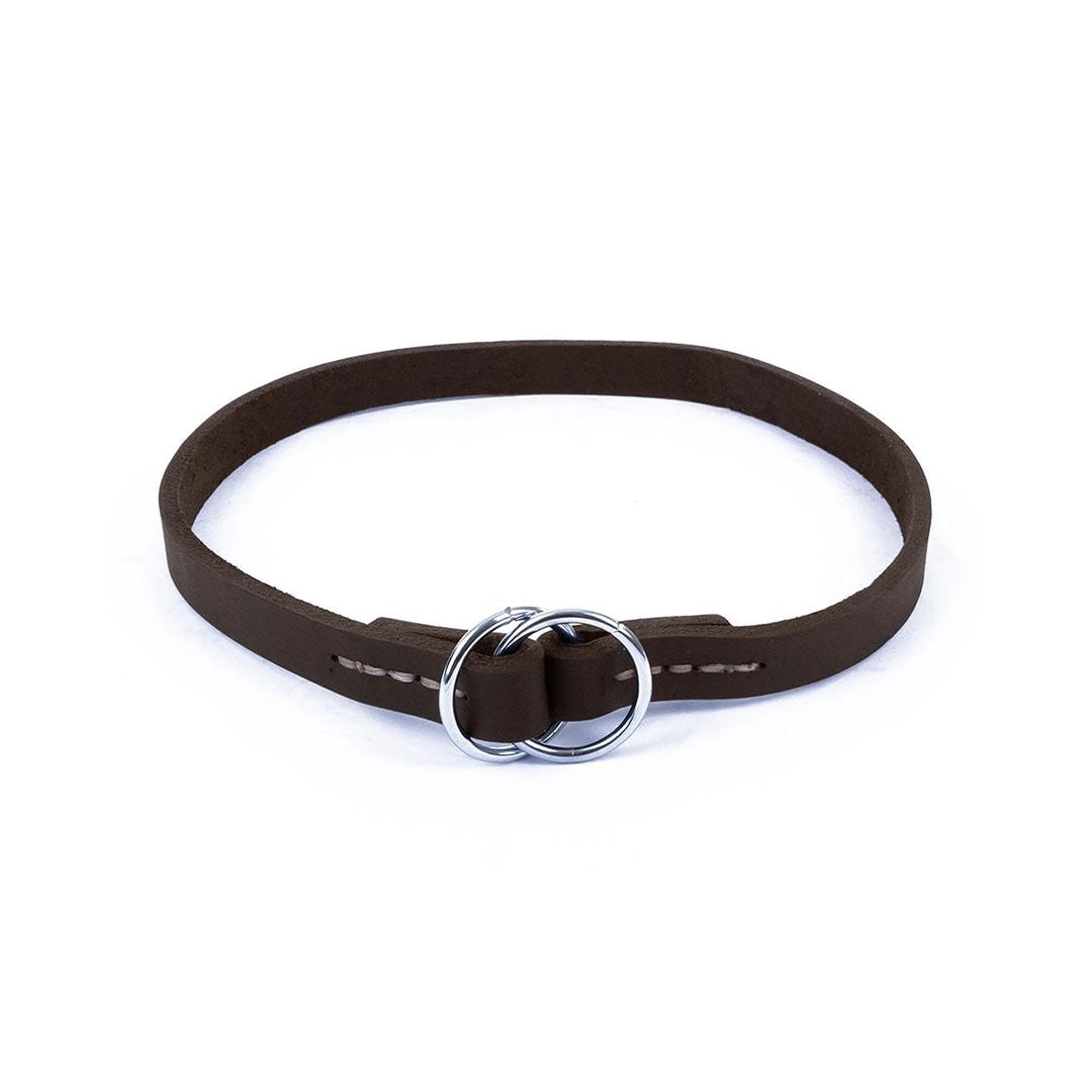 Doggie Yağlı Deri Boğma Kahverengi Köpek Eğitim Tasması 2,0x50-60 Cm