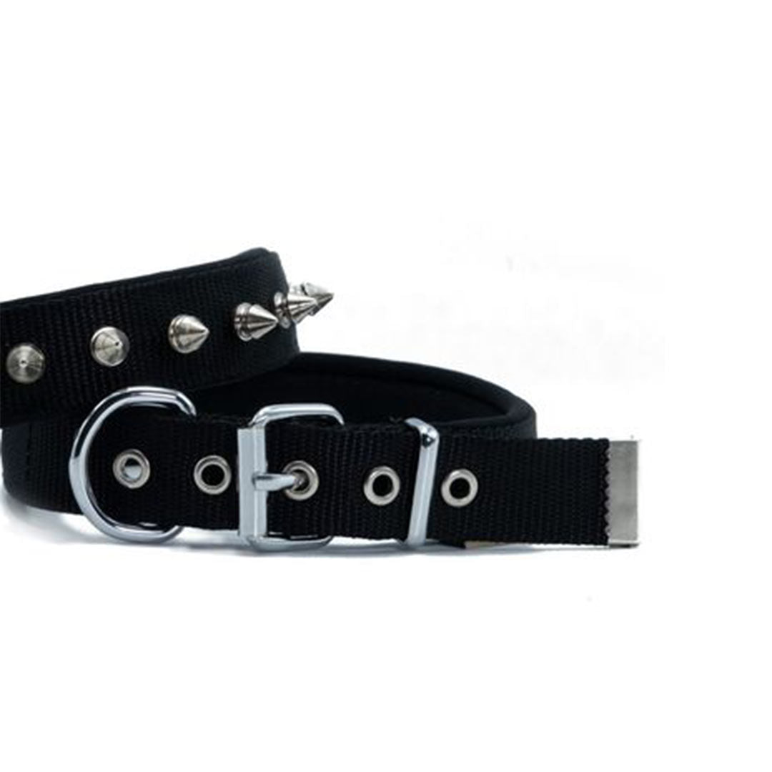 Doggie Comfort Handmade Studded Black Dog Collar 2.5x50cm
