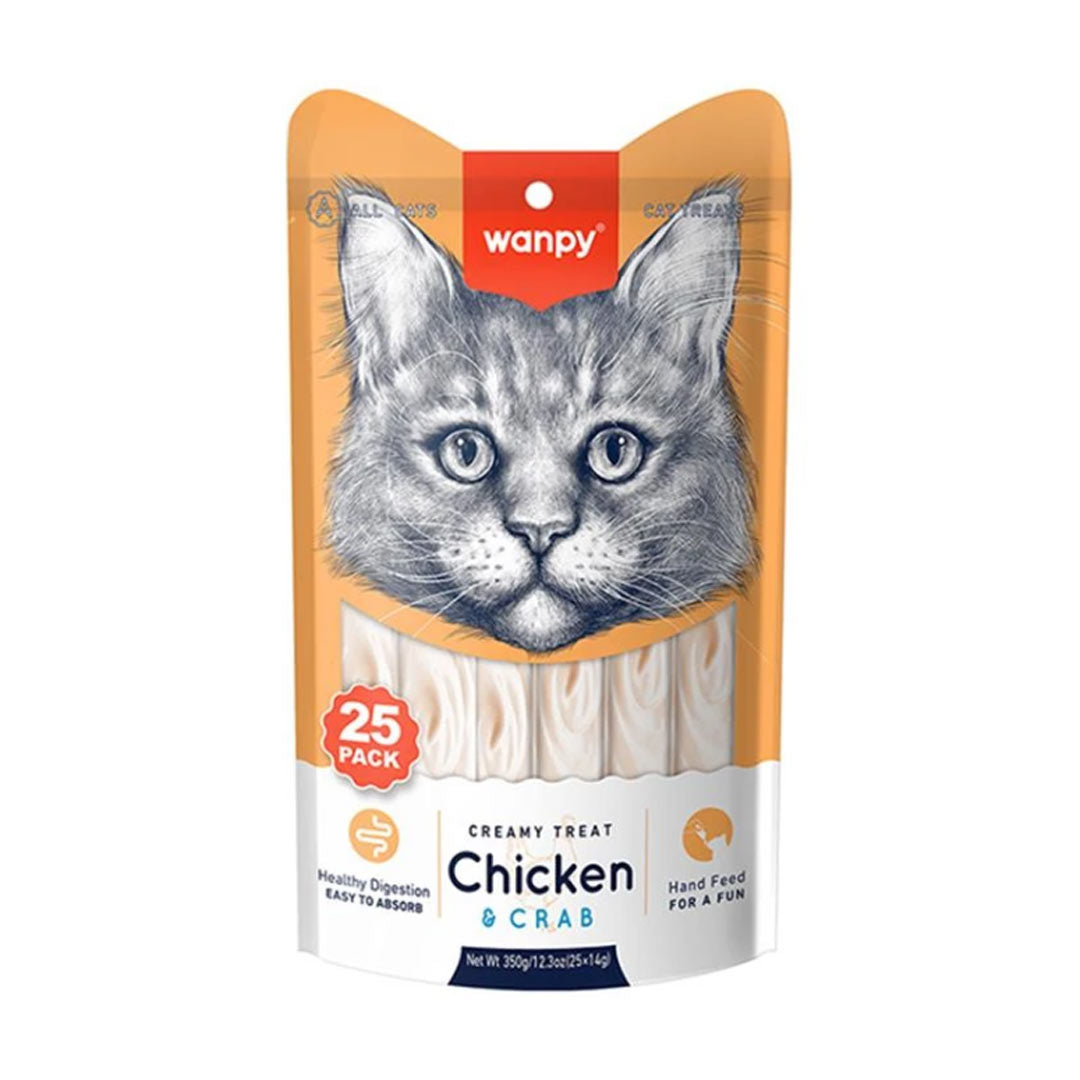 Wanpy Kremali Tavuklu ve Yengeçli Kedi Ödül Maması 25x14gr