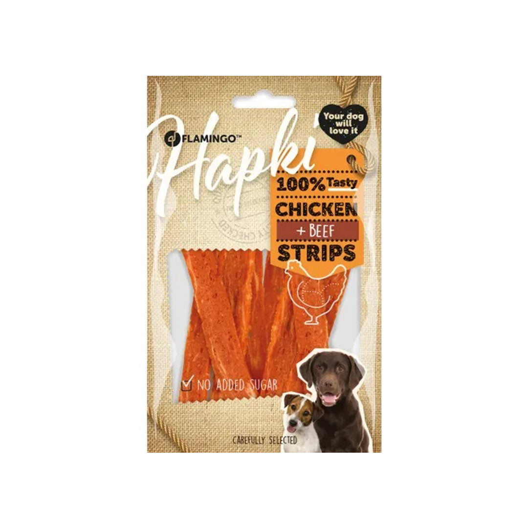 Flamingo Hapki Chicken and Beef Strip Dog Treat 85gr