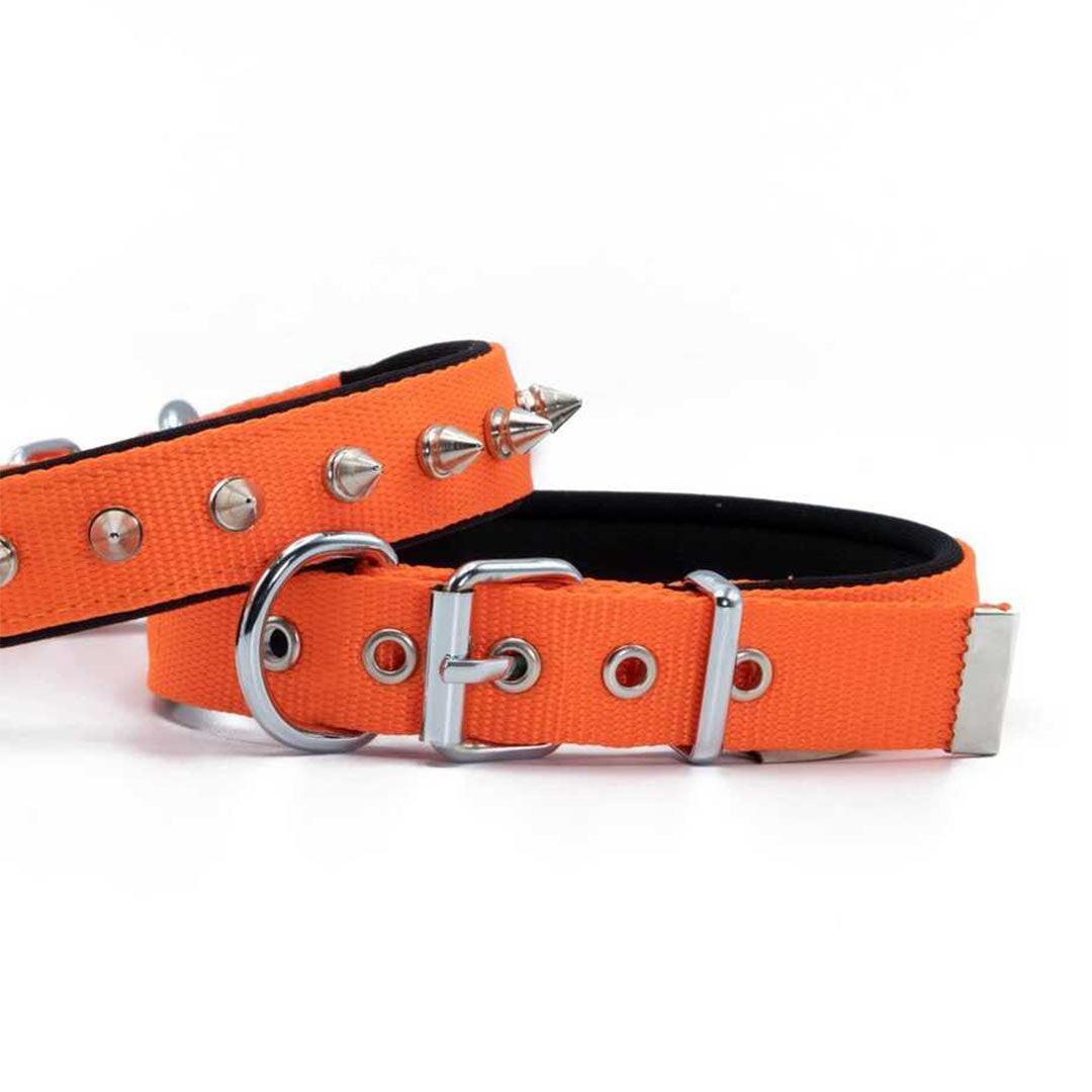 Doggie Comfortable Woven Handmade Spiked Orange Dog Collar 2.5 * 50 cm
