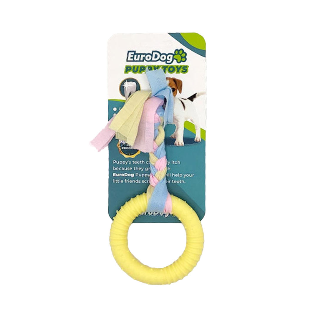 لعبة كلب الجرو يورودوج الدائرة الصفراء لحك الأسنان 19 سم