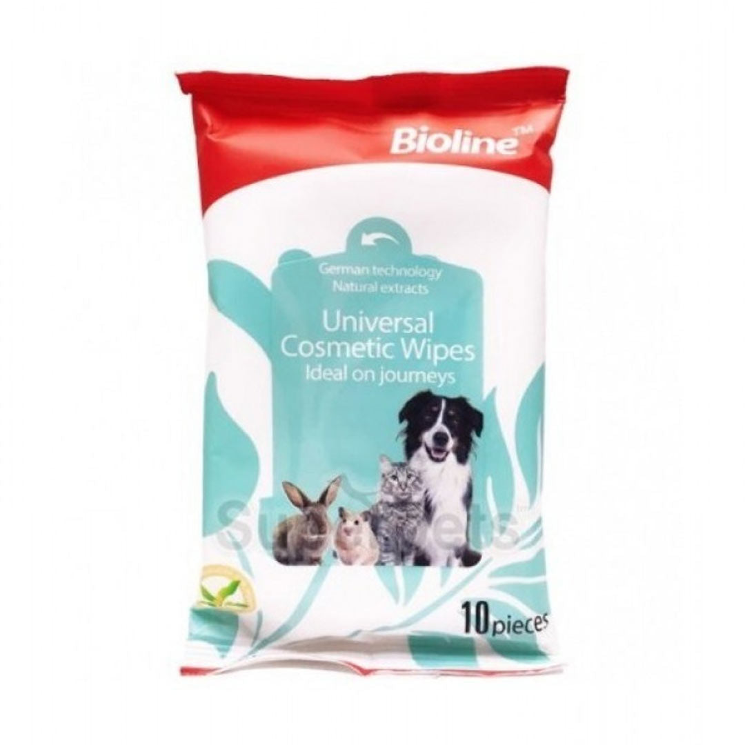 Bioline Wet Cleaning Wipes for Cats and Dogs - Pack of 10