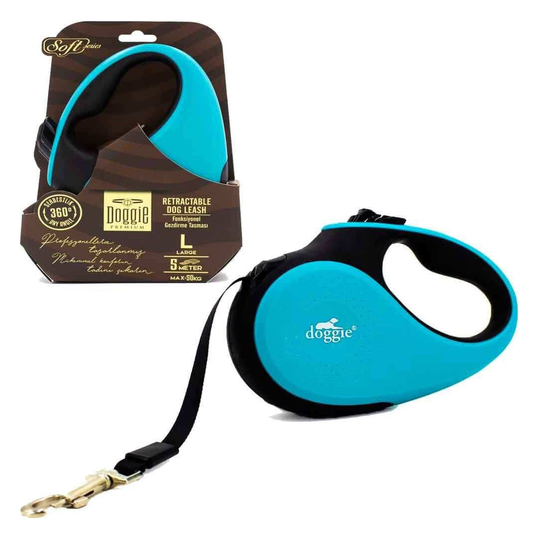 بند گردنی خودکار آبی سگ نرم L 50 کیلوگرم 5 متر