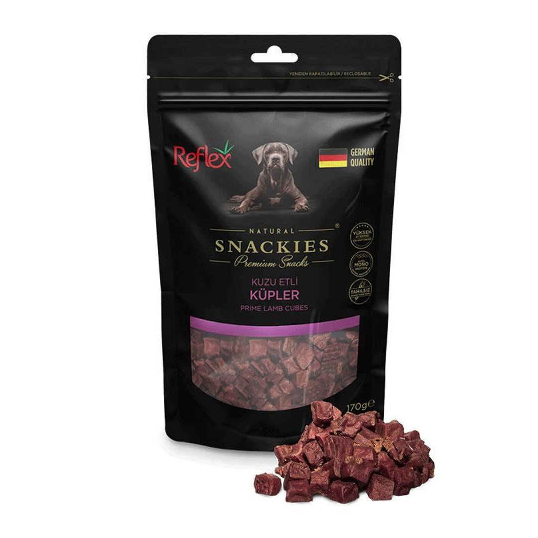 Reflex Snackies Natural Tahılsız Kuzu Etli Küp Köpek Ödülü 170gr