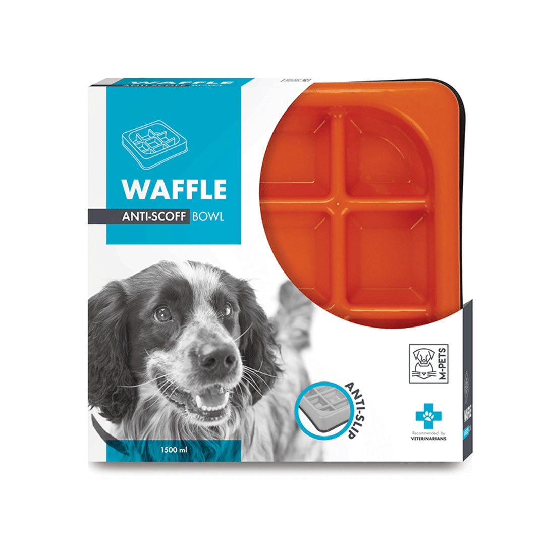 M-Pets Waffle Yavaş Yeme Turuncu Köpek Mama Kabı 1500ml