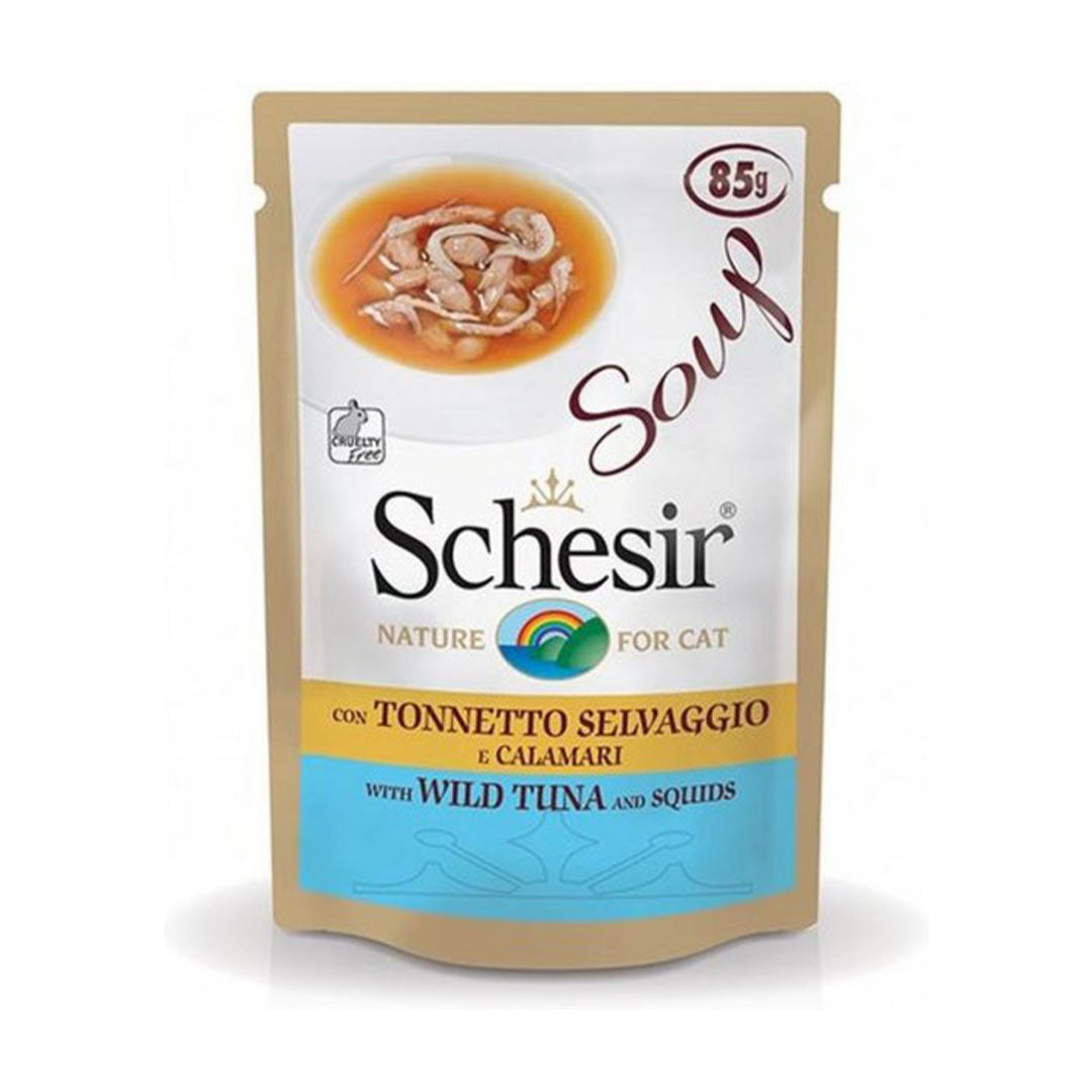 Schesir With Wild Tuna and Squid Soup Cat Food 85g