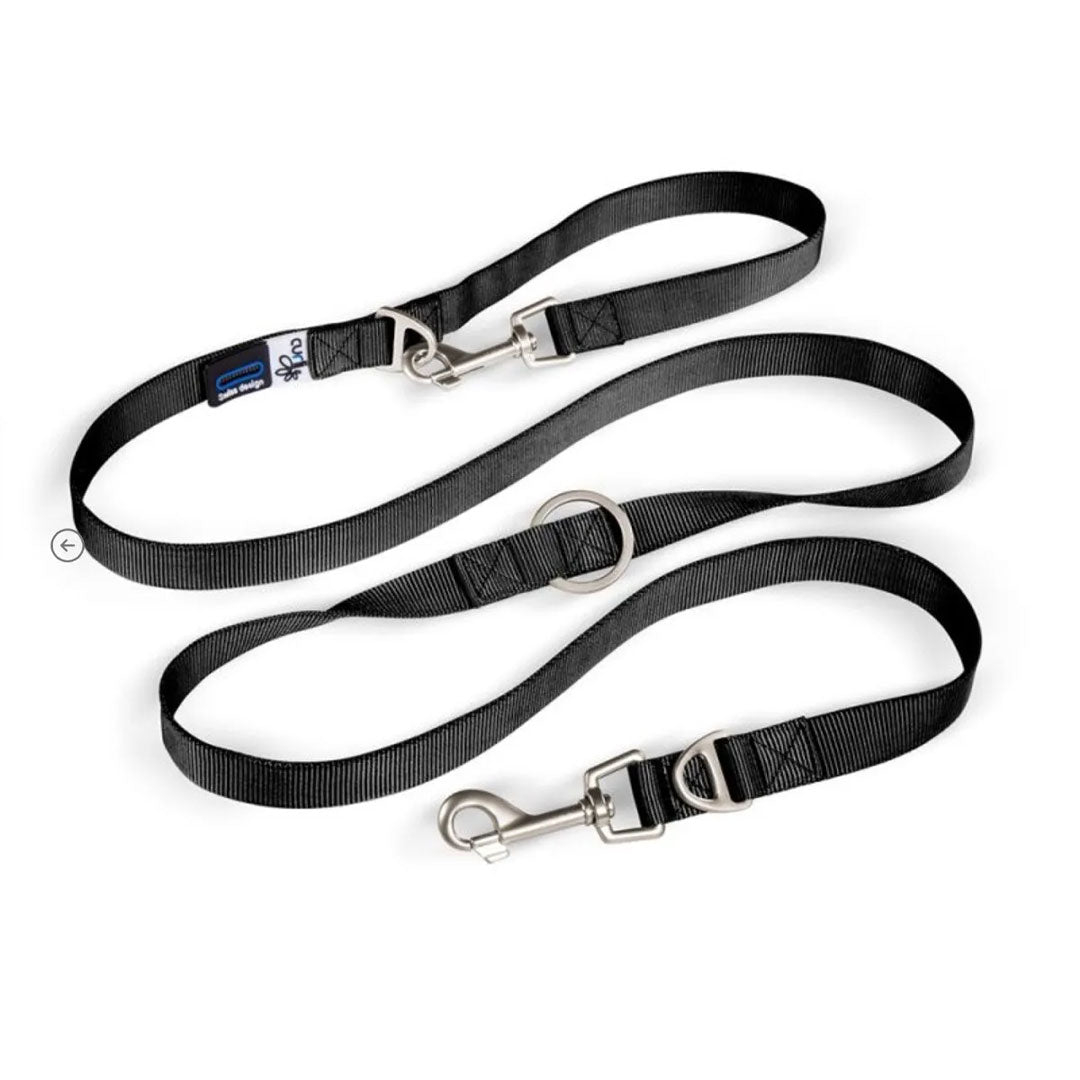 Curli Naylon Ayarlanabilen Siyah Köpek Gezdirme Tasması Large