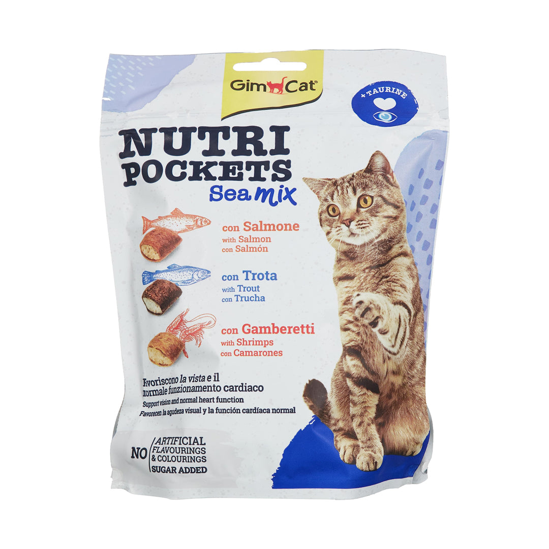 جایزه گربه GimCat Nutripockets Sea Mix با تورین 150 گرم