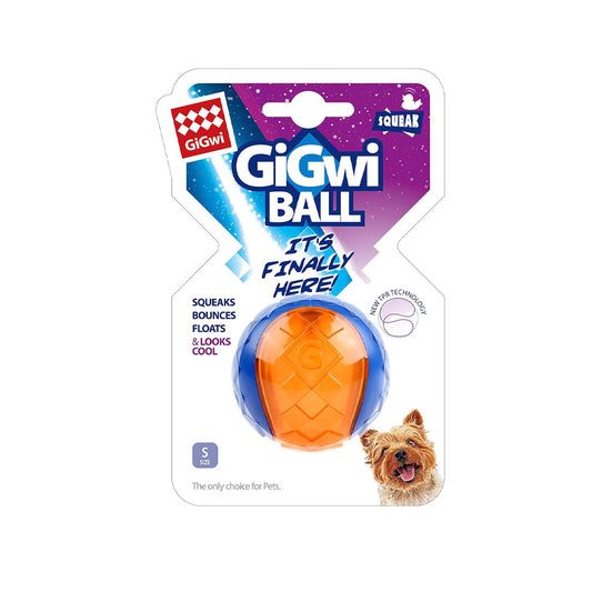 Gigwi Transparent Orange and Blue Hard Dog Ball 5 cm