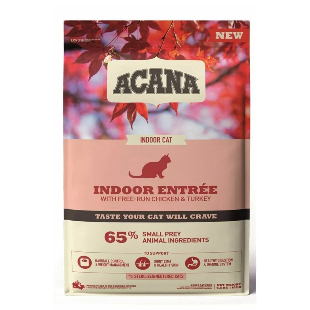 Acana Indoor Entree Hairball Control Chicken and Turkey Sterilized Cat Food 4.5 KG